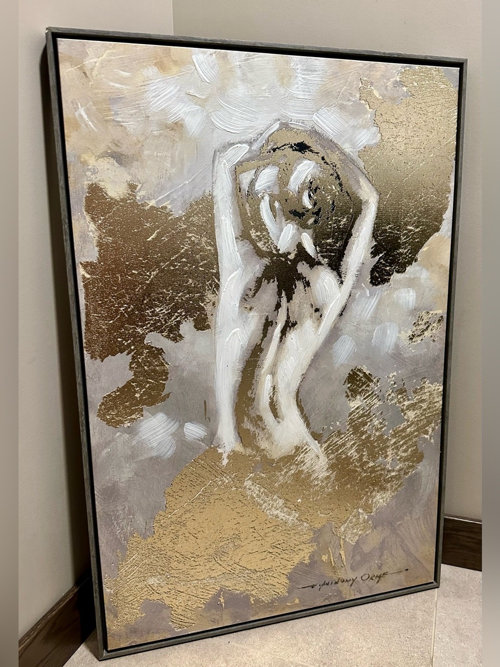 Intimate II, textured abstract figurative piece - artist E. Anthony Orme.